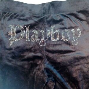 Authentic Playboy S Velour Pants - Rhinestone logos (4594